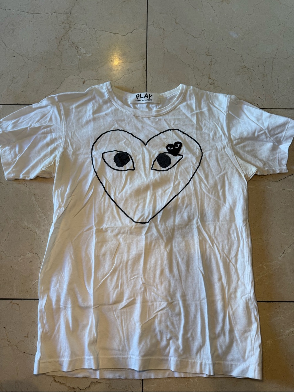 Comme des Garcons Play White Heart Eye Graphic Tee